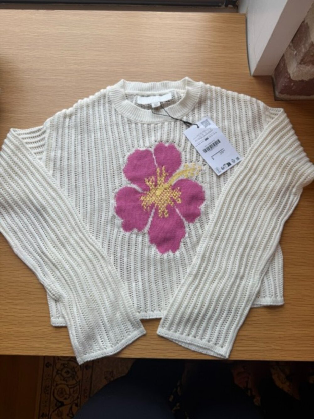 Zara HIBISCUS FLORAL KNIT JUMPER